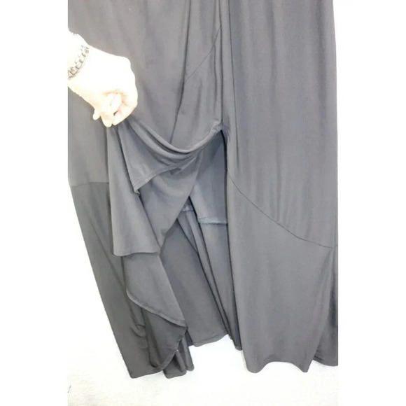 Lane Bryant Black Ruched Maxi Dress-Size 26/28-Side Slit-Back Zip - Picture 4 of 10